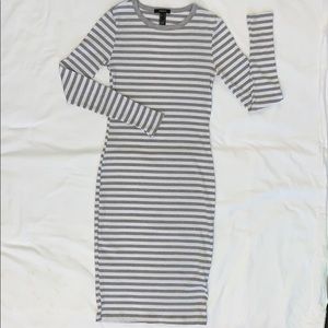 Gray and white striped dress
